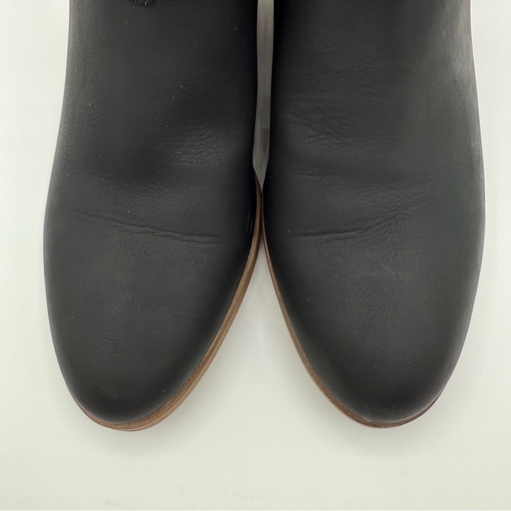 Dr. Scholl’s Literally Black Cutout Ankle Boots w/ Gold Buckle & Stacked Heel - Picture 6 of 16
